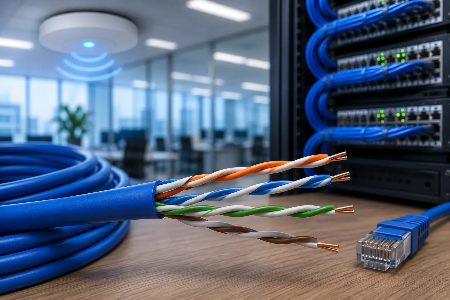Twisted Pair Cabling (Cat5e, Cat6, Cat6A)